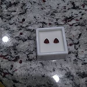 Elegant Genuine Garnet Triangle Birthstone Pair